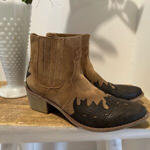 Coconuts by Matisse Tan and Black Ankle Boots